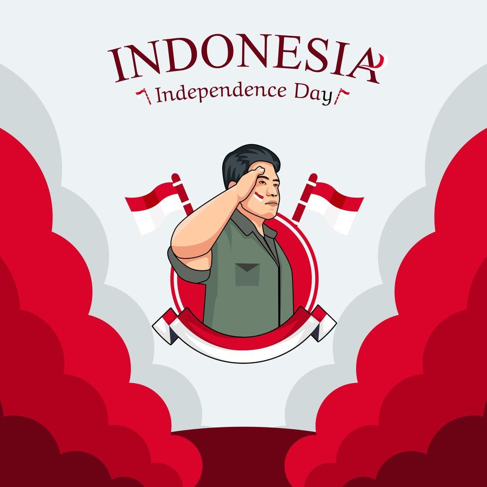 diseño de fondo de plantilla de banner de tarjeta de felicitación del día heroico del día de la independencia de indonesia vector