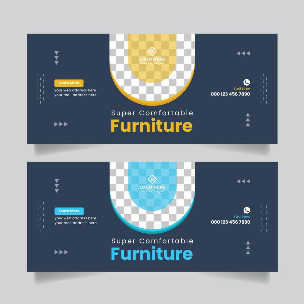 Furniture business marketing social media post cover template design vector