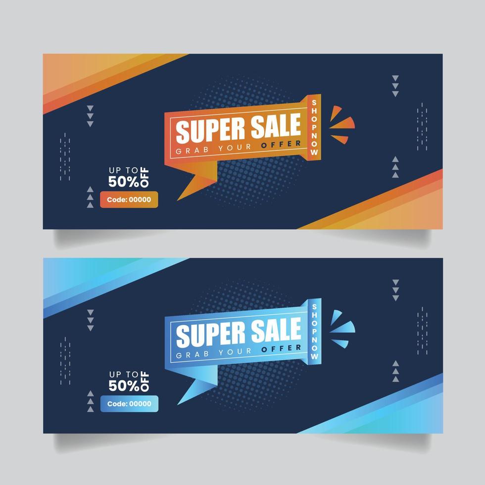 Creative super sale business marketing banner for social media post cover template vector