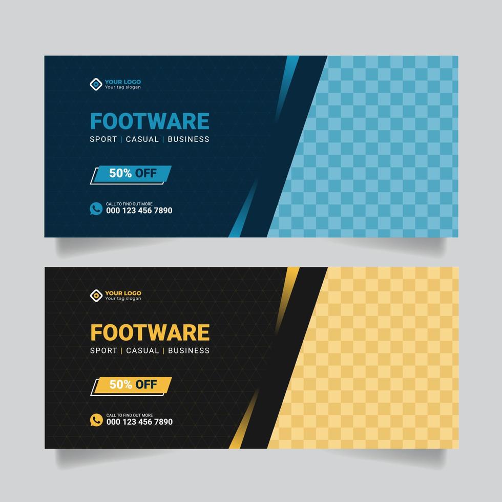 Creative footwear business marketing banner social media post cover template vector