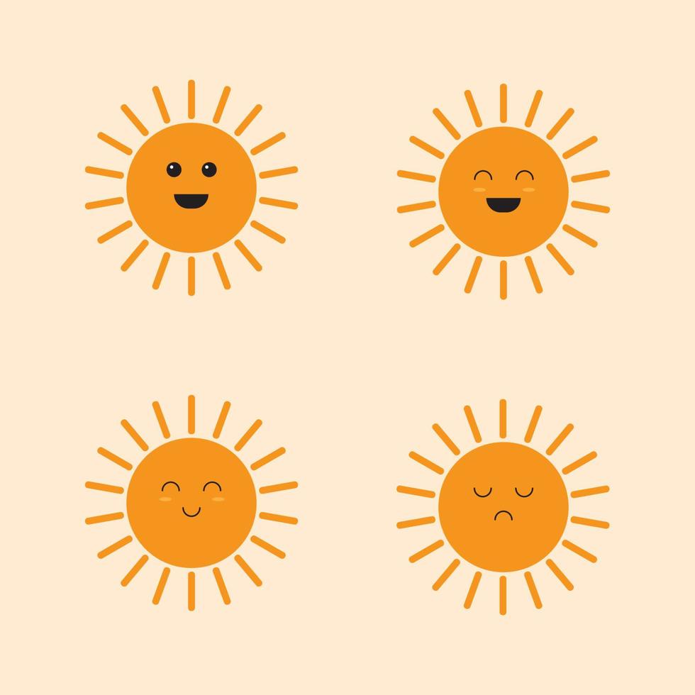 cute sun cartoon illustration vector
