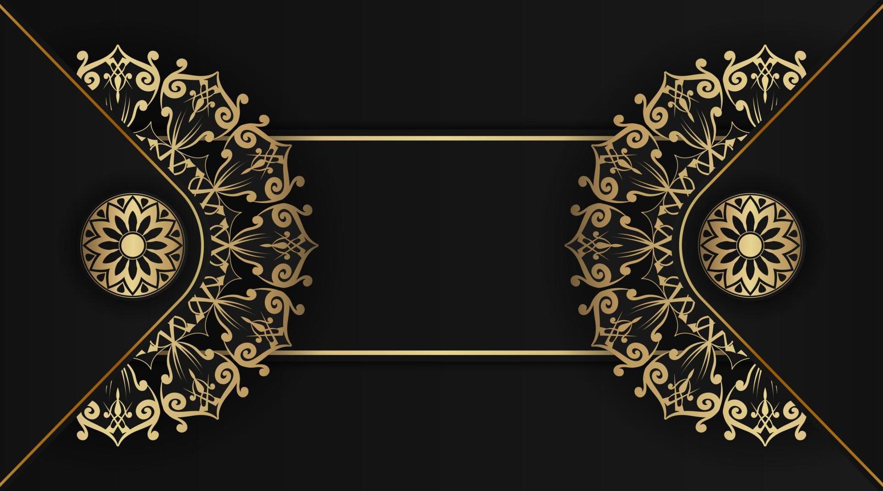 black background with gold mandala decoration vector