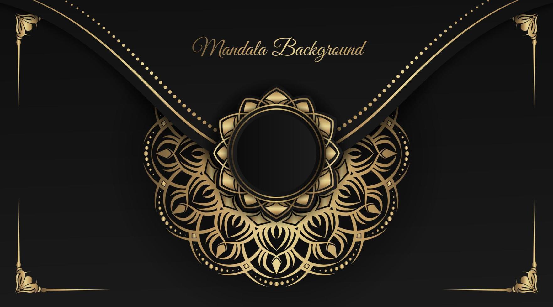 luxury black background  with gold mandala decoration vector