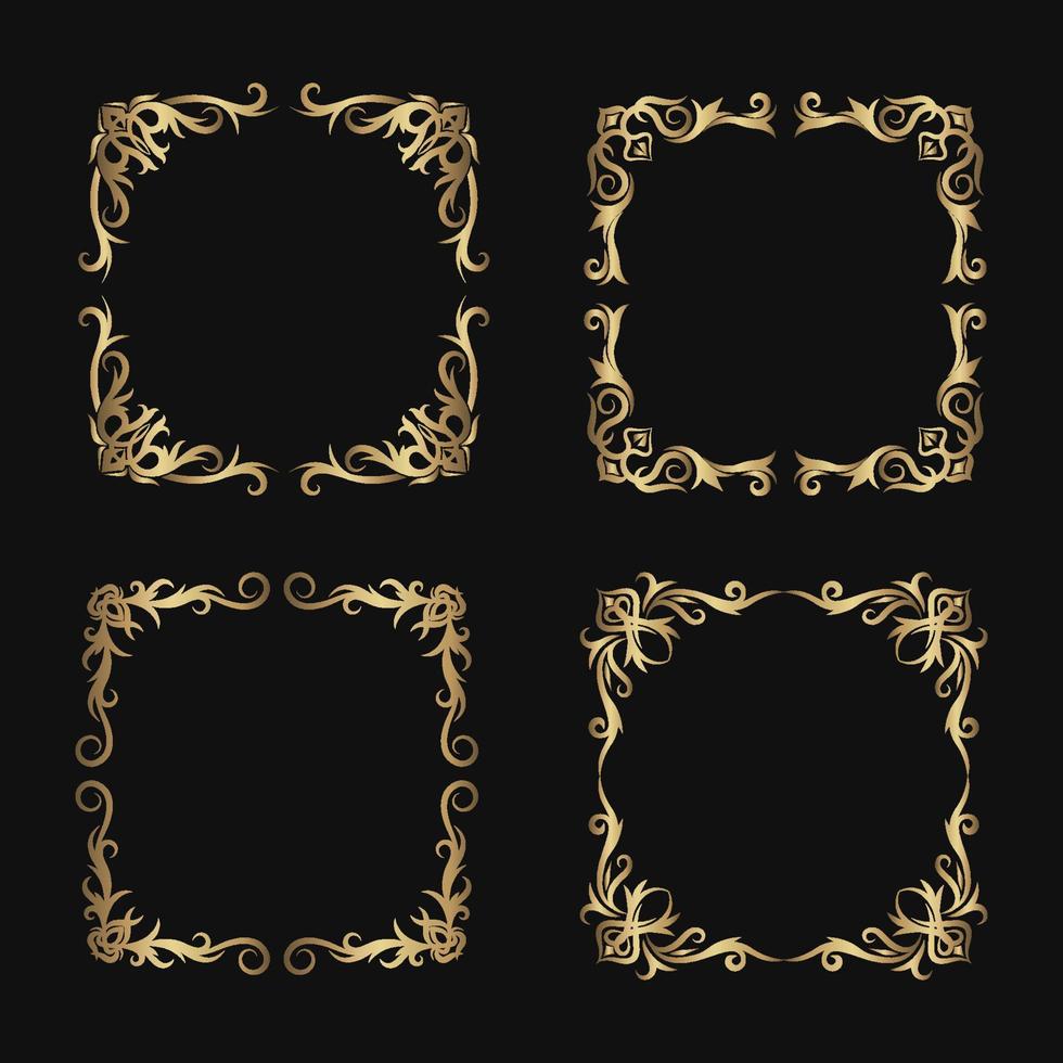 gold vintage frame set, corner decoration 9921598 Vector Art at Vecteezy