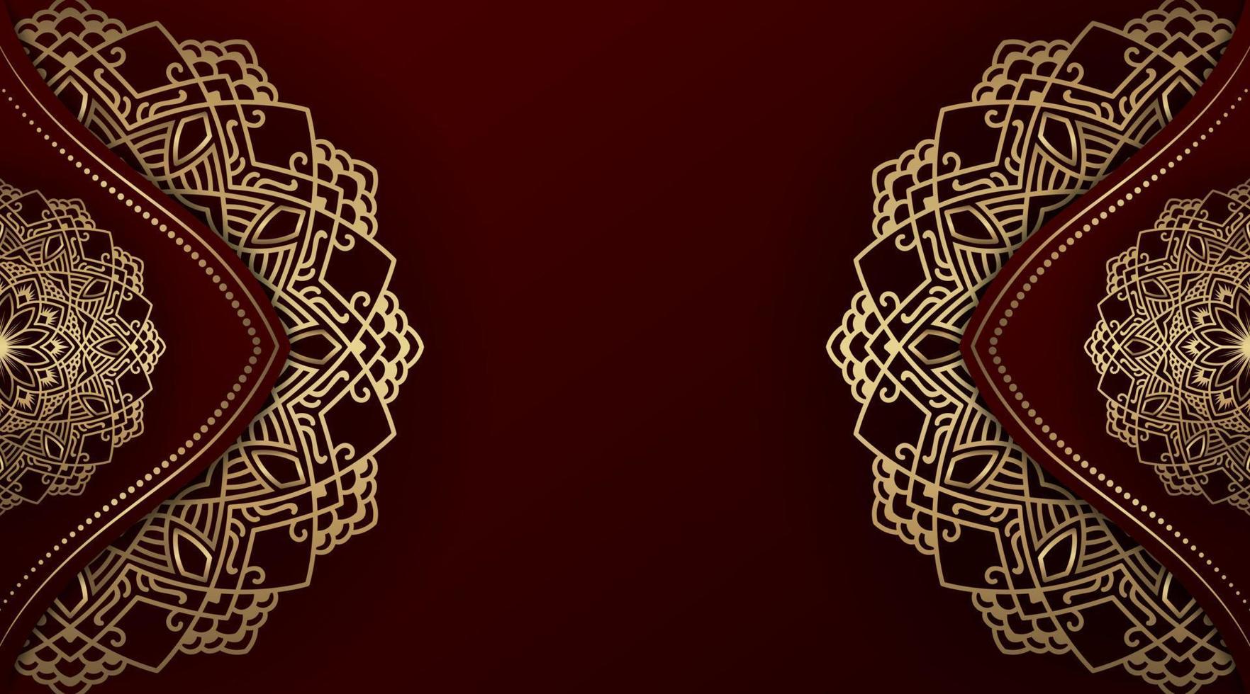 luxury background  with mandala decoration  red and gold vector