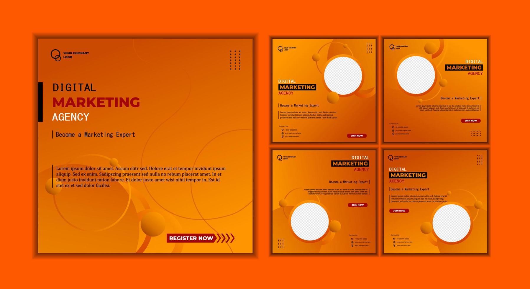 Social media posts template modern design, for digital marketing Agency, business and others vector