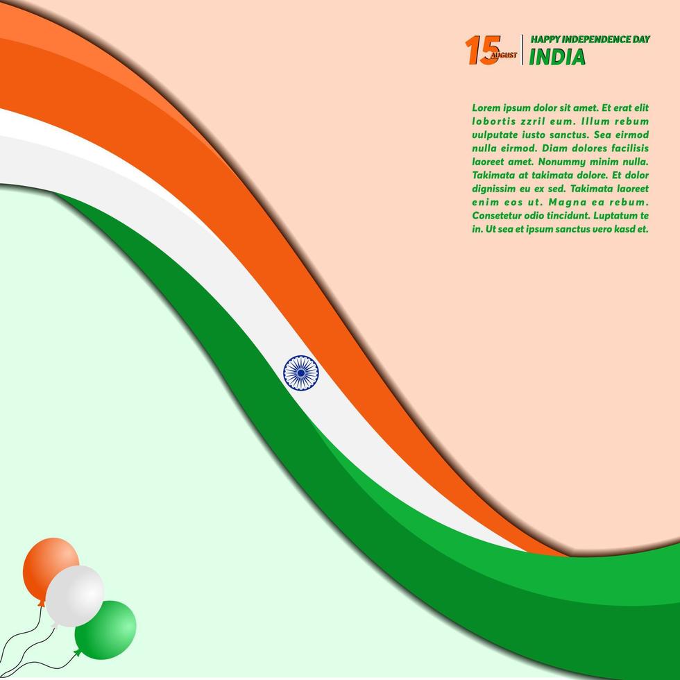 15 de agosto, feliz día de la independencia república de la india, diseño de fondo vector