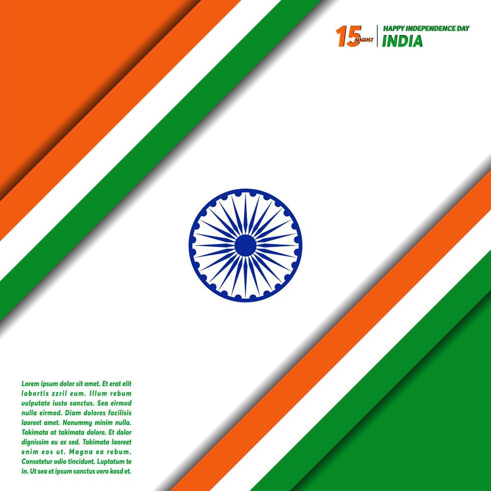 15 de agosto, feliz día de la independencia república de la india, diseño de fondo vector