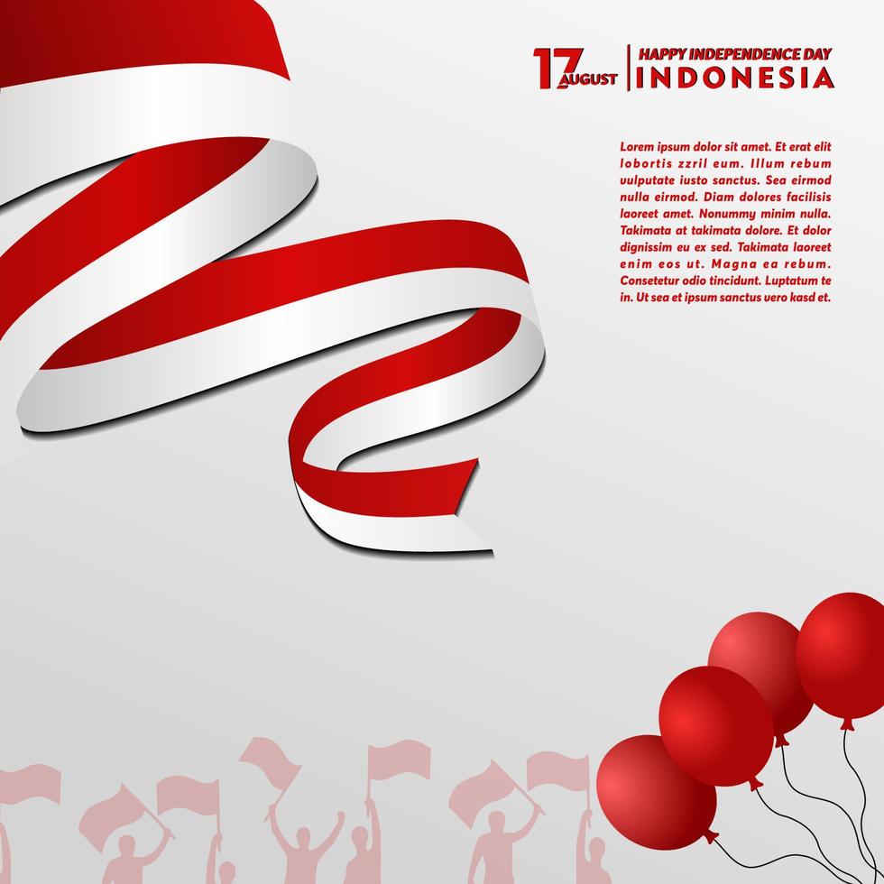 17 de agosto feliz día de la independencia república de indonesia, diseño de fondo vector