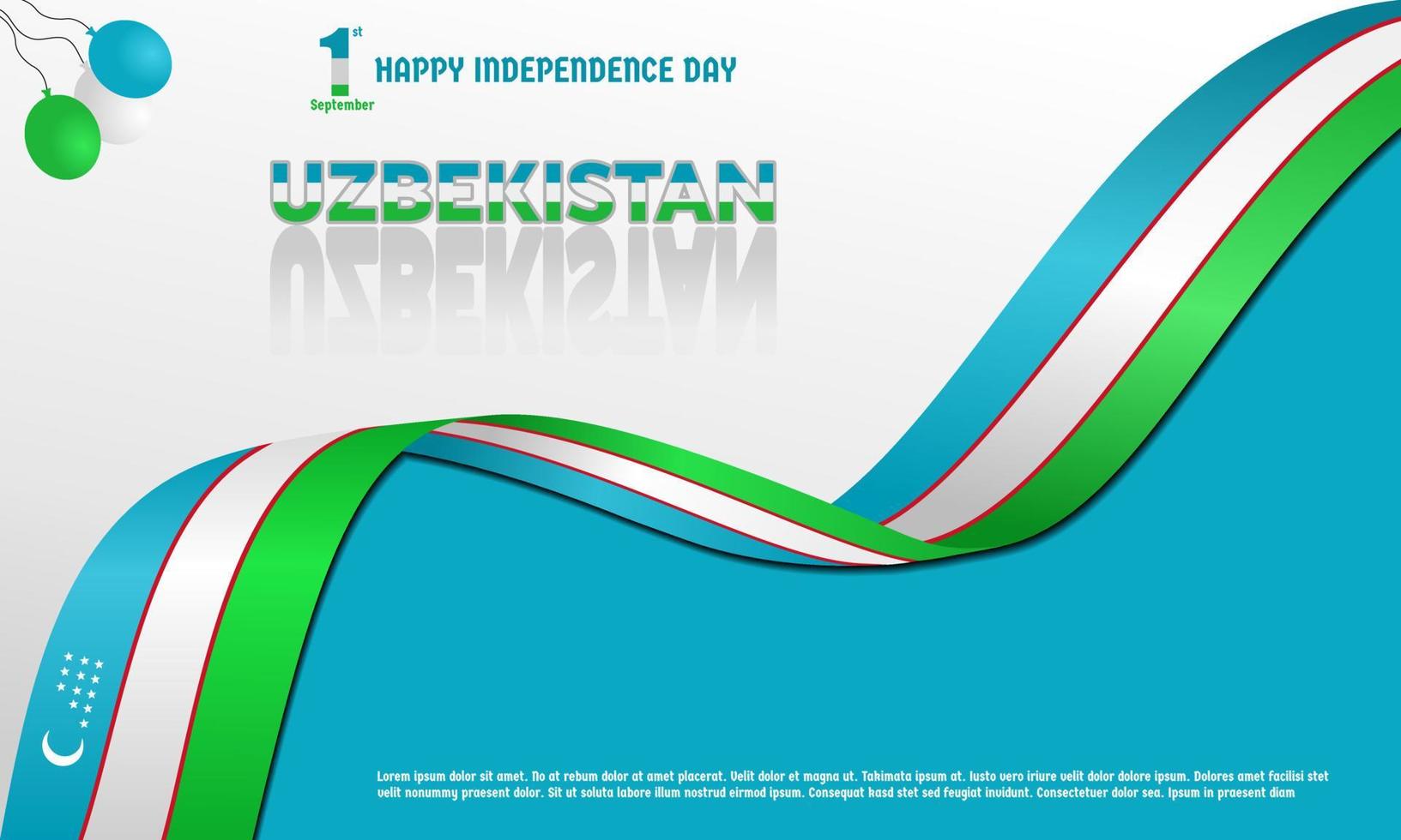 diseño de fondo de banner de icono de logotipo de bandera del día de la independencia de uzbekistán vector