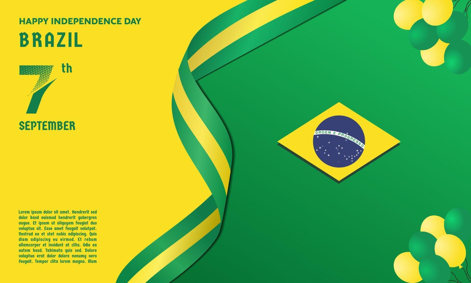 Vector Illustration Independence day of Brazil. Greeting Card Background