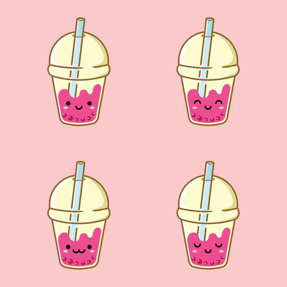 ilustración vectorial de lindo boba bebida emoji vector