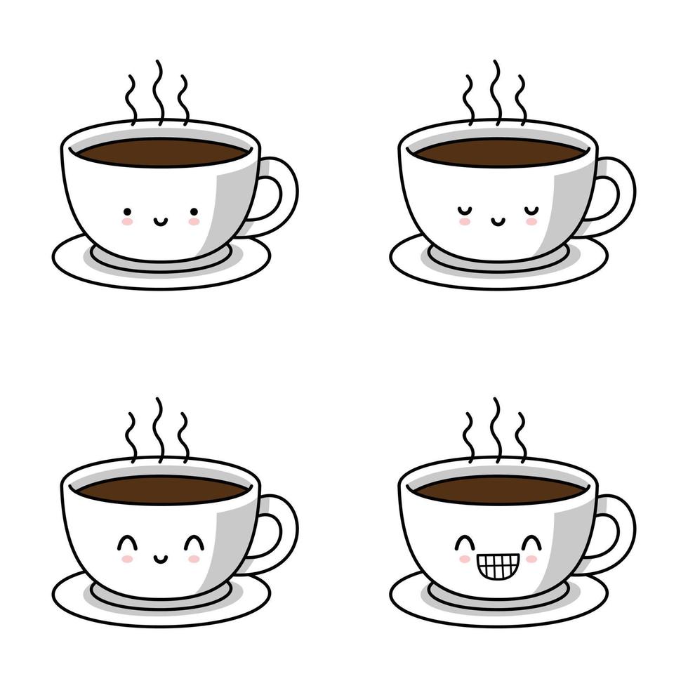 ilustración vectorial de lindo emoji de taza de café vector