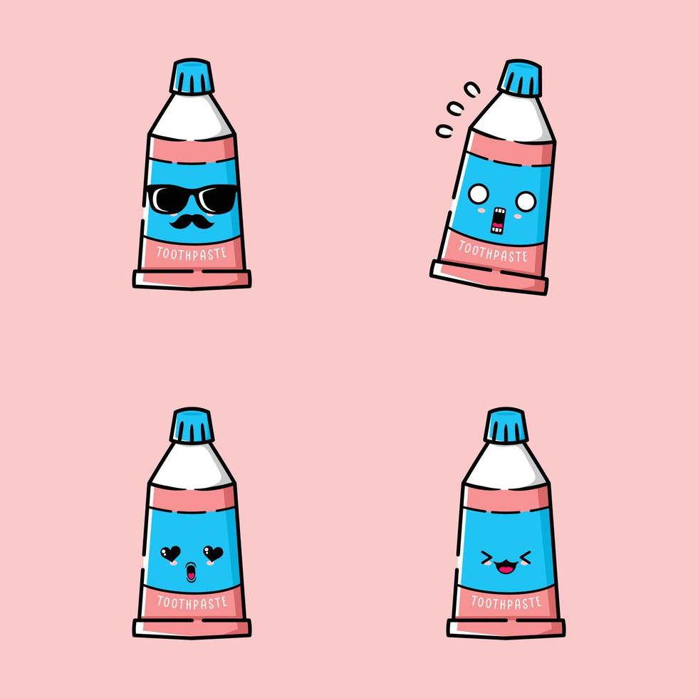 ilustración vectorial de lindo emoji de pasta de dientes vector