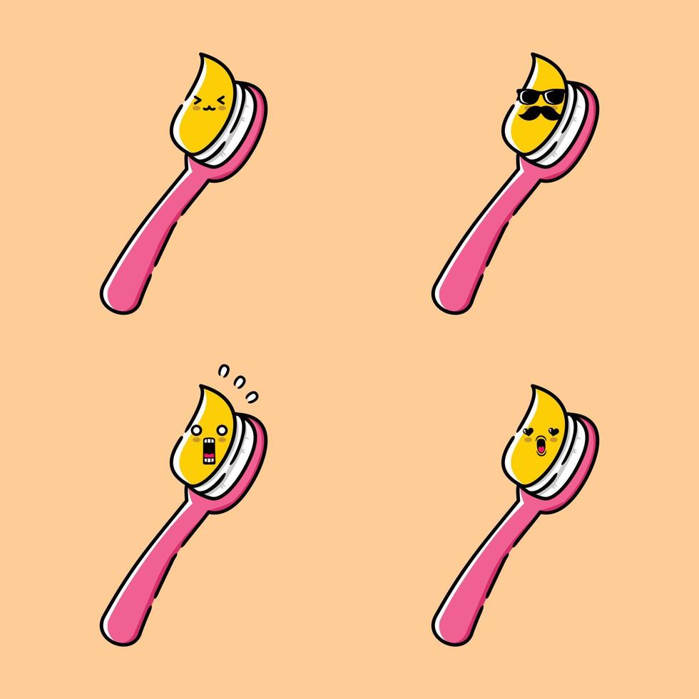 vector illustration of cute toothbrush emoji