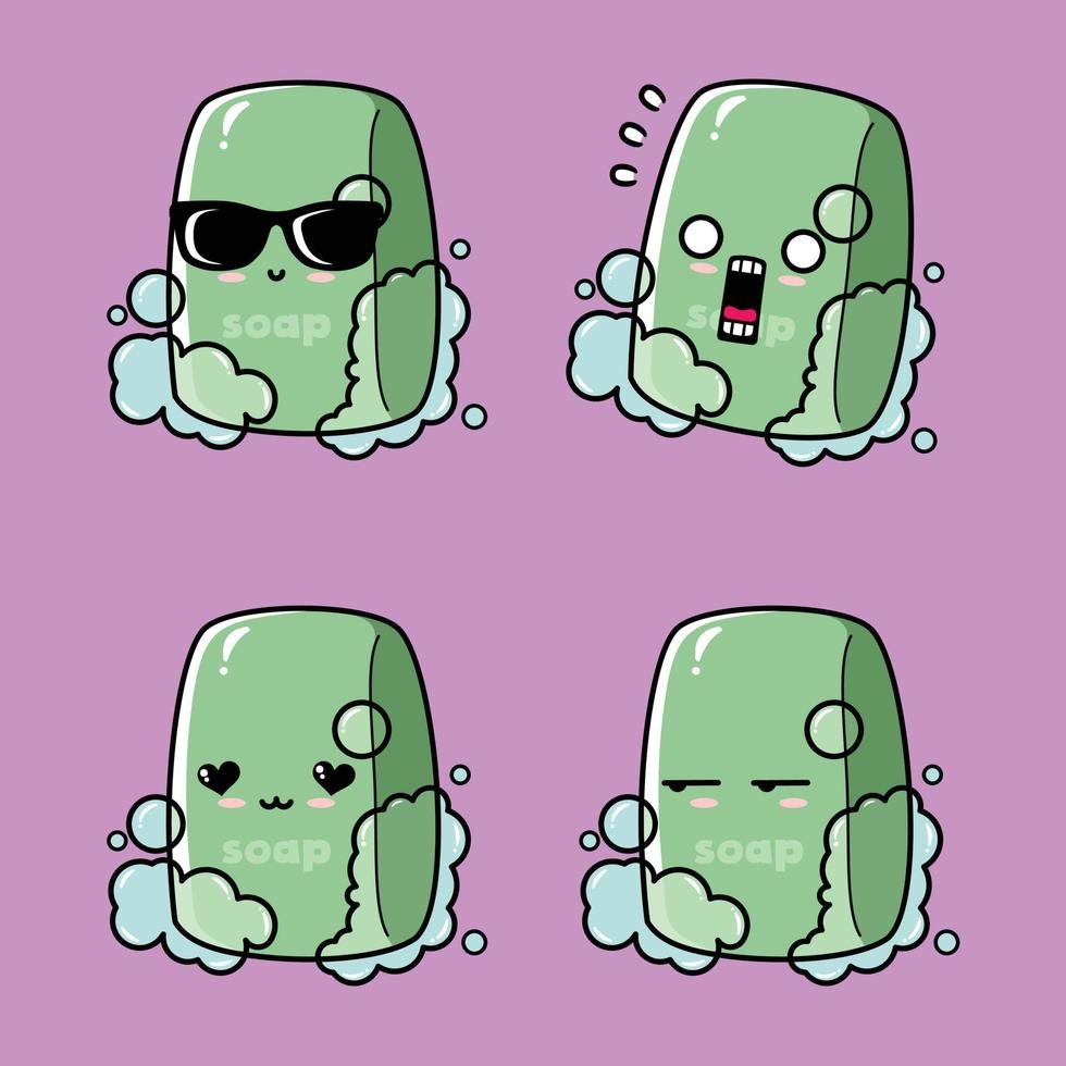 vector illustration of cute soap emoji