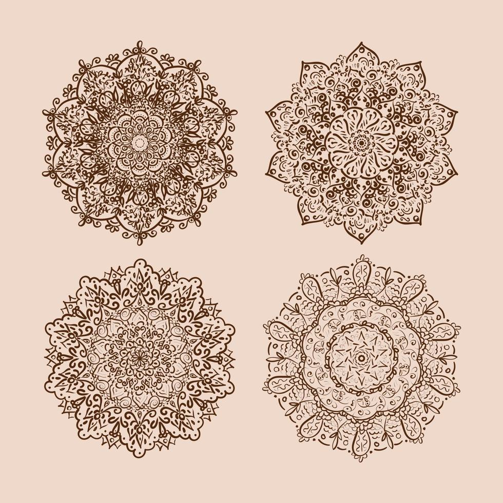 Set of one color mandalas vector