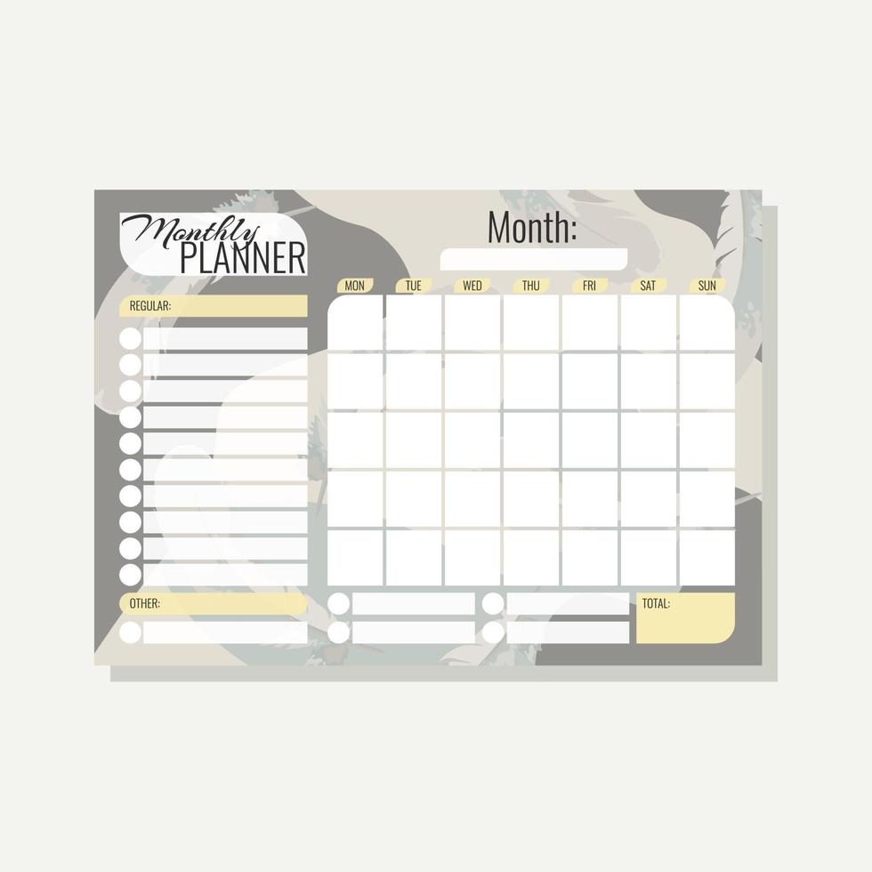Planner for a month A4 format abstract background vector