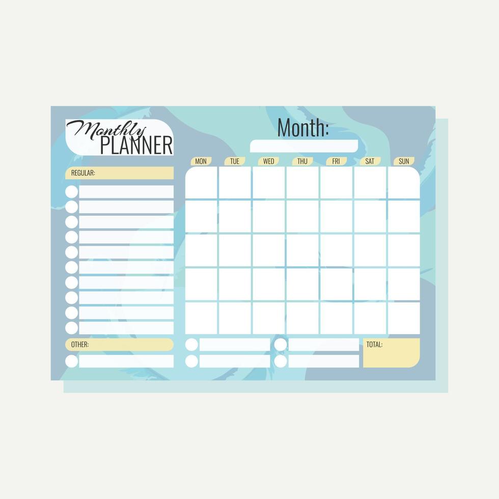 Planner for a month Abstract background A4 vector