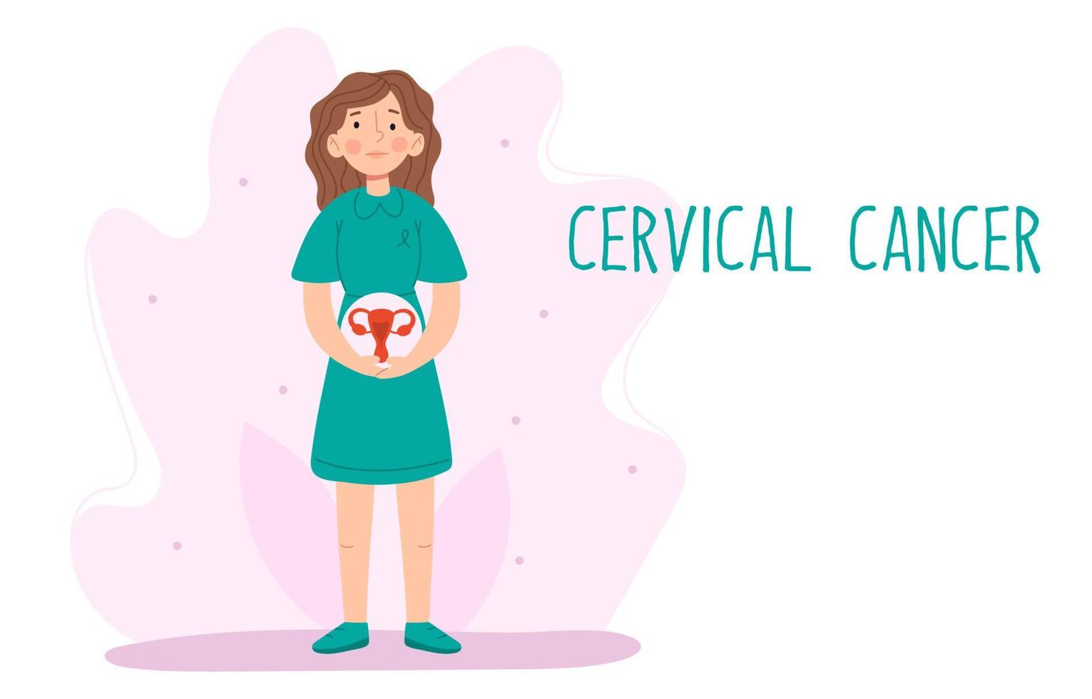 Cervical cancer concept. Female reproductive system. vector
