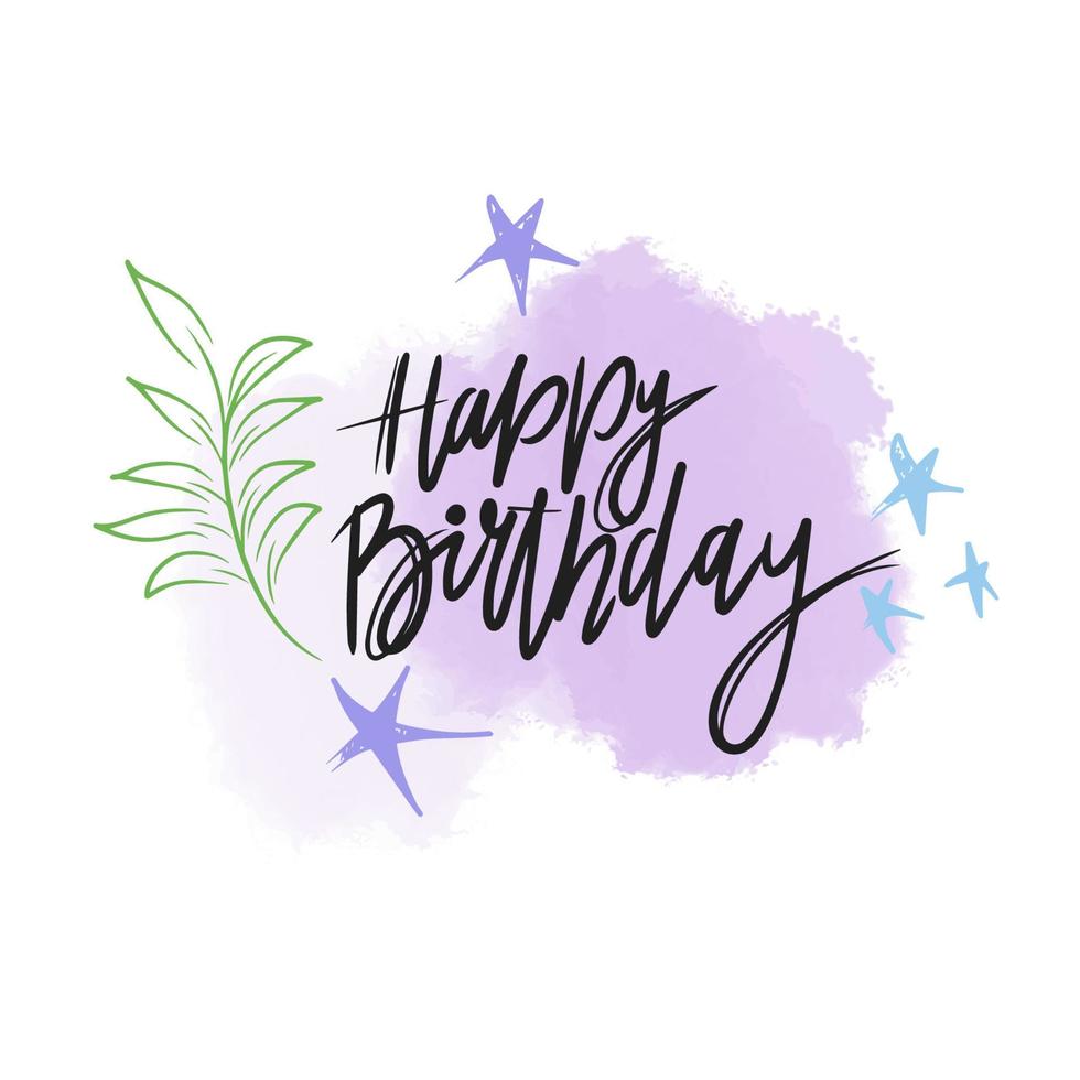 Happy birthday, the inscription on a watercolor background vector