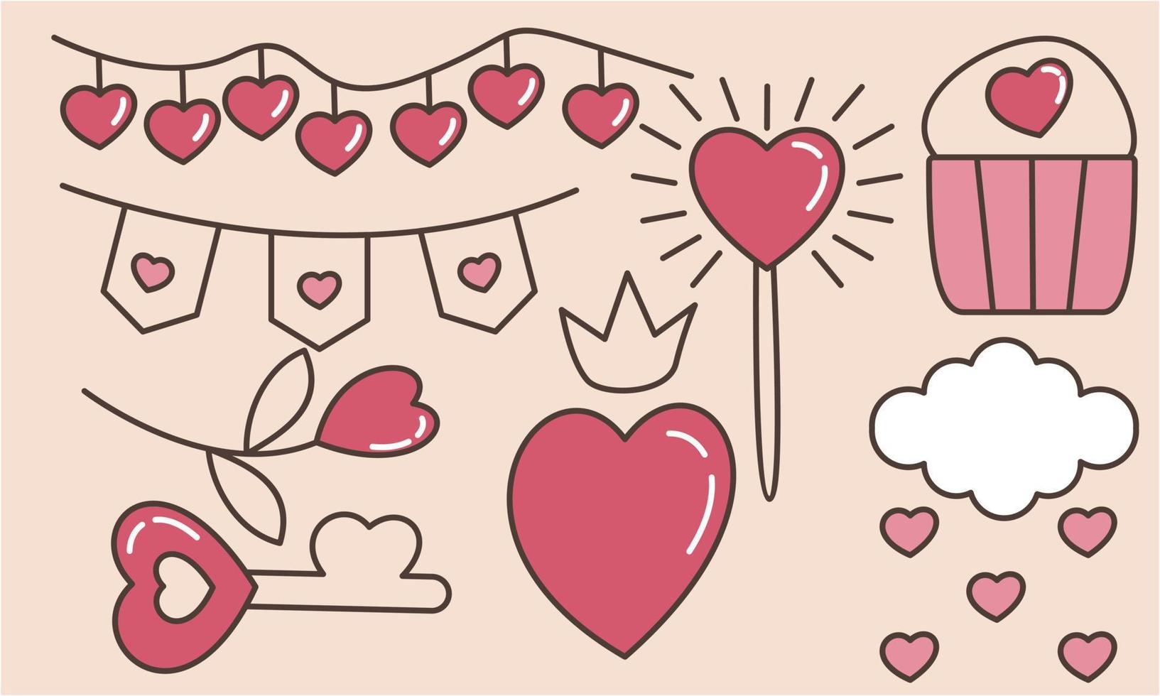 Hand drawn hearts doodles set vector