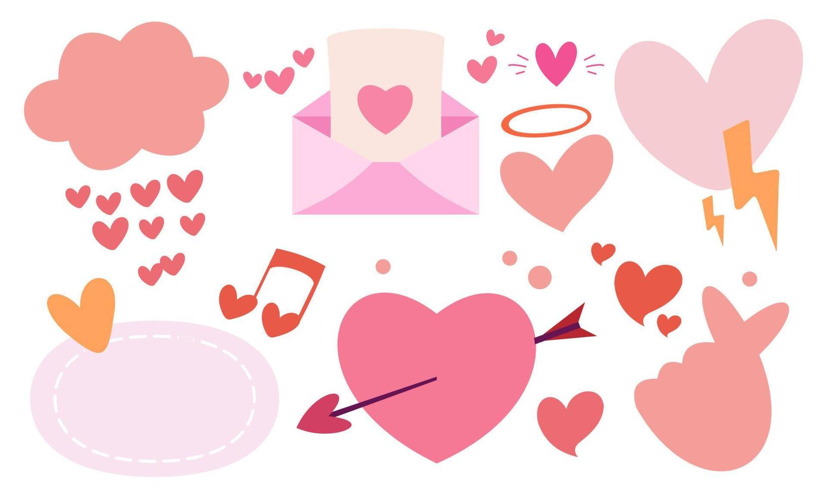 Hand drawn hearts doodles set vector