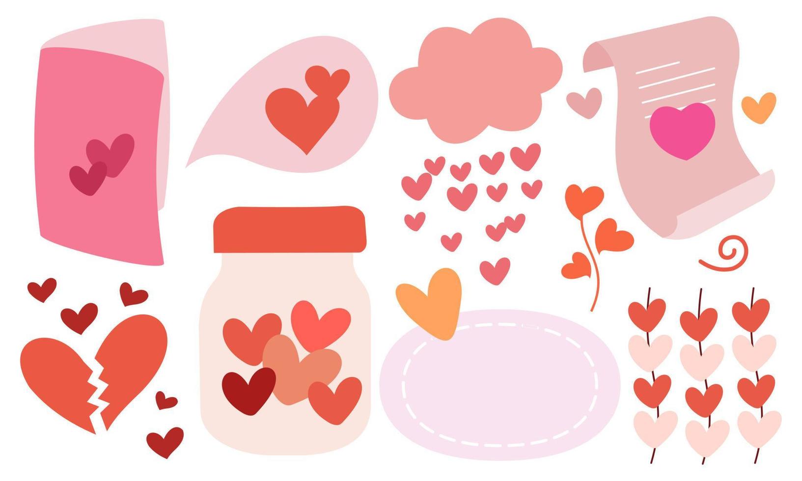 Hand drawn hearts doodles set vector