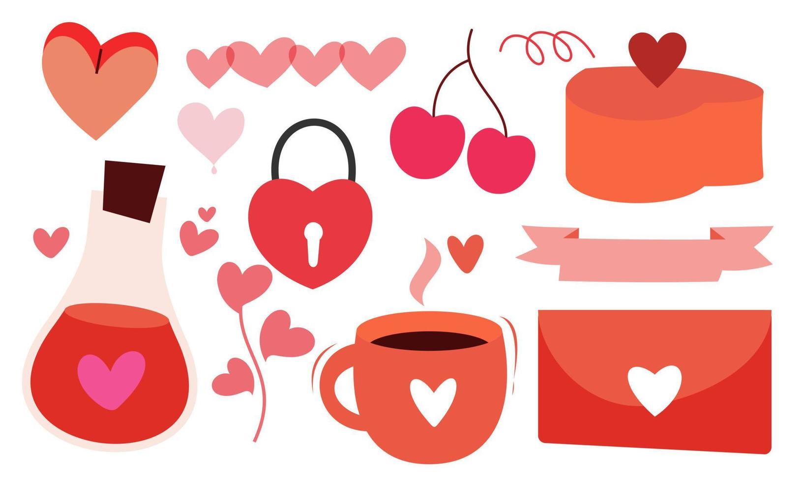 Hand drawn hearts doodles set vector