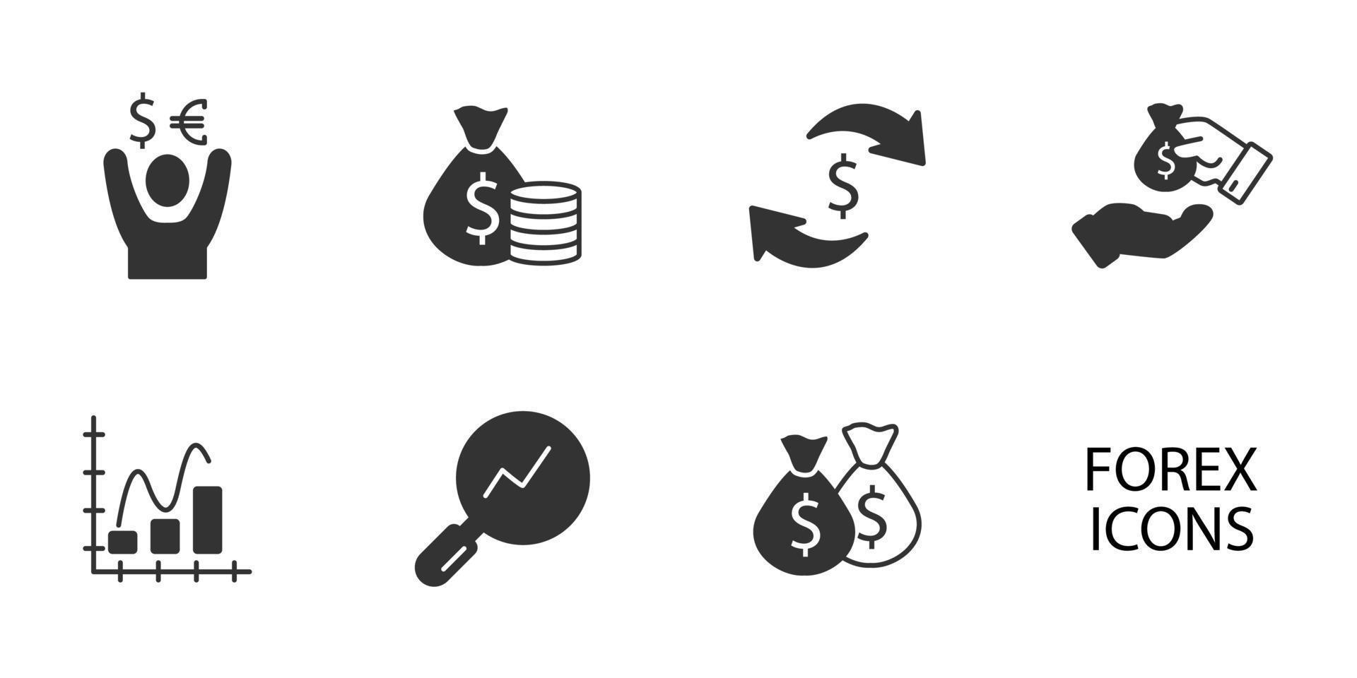 conjunto de iconos de divisas. elementos de vector de símbolo de paquete forex para web de infografía
