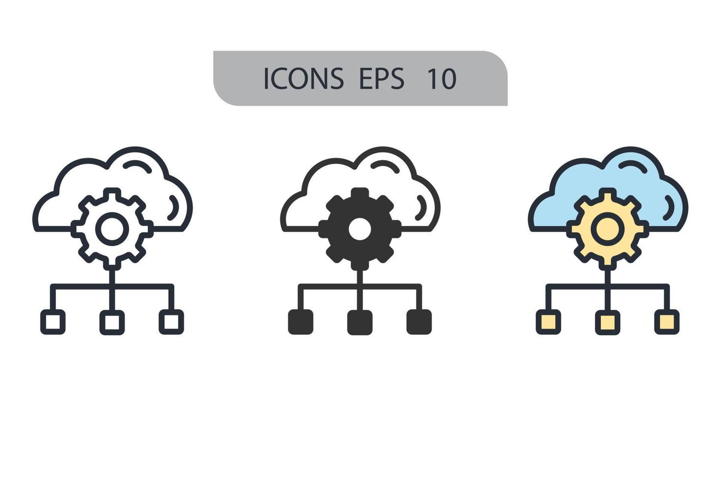 iconos de computación en la nube simbolizan elementos vectoriales para la web infográfica vector