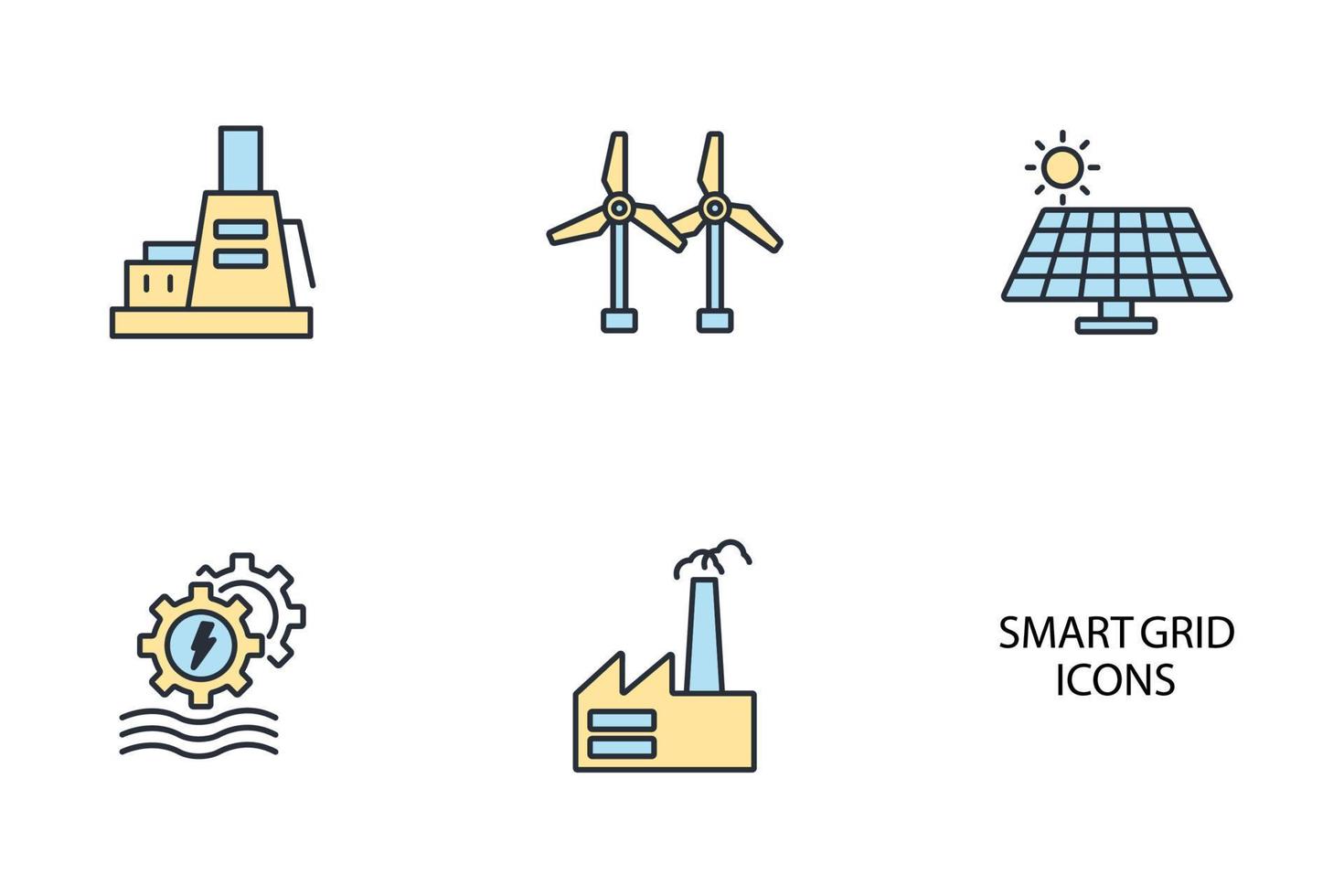smart grid network icons set . smart grid network pack symbol vector