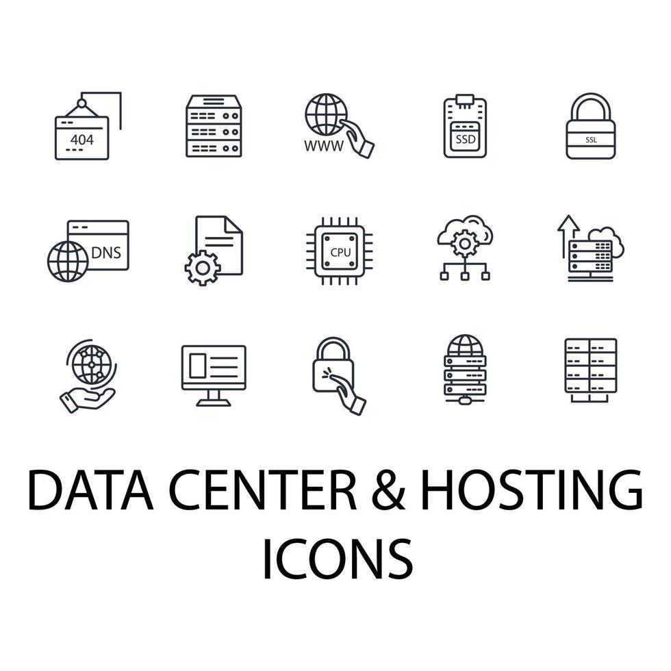 data center and hosting icons set . data center and hosting pack symbol vector elements for infographic web