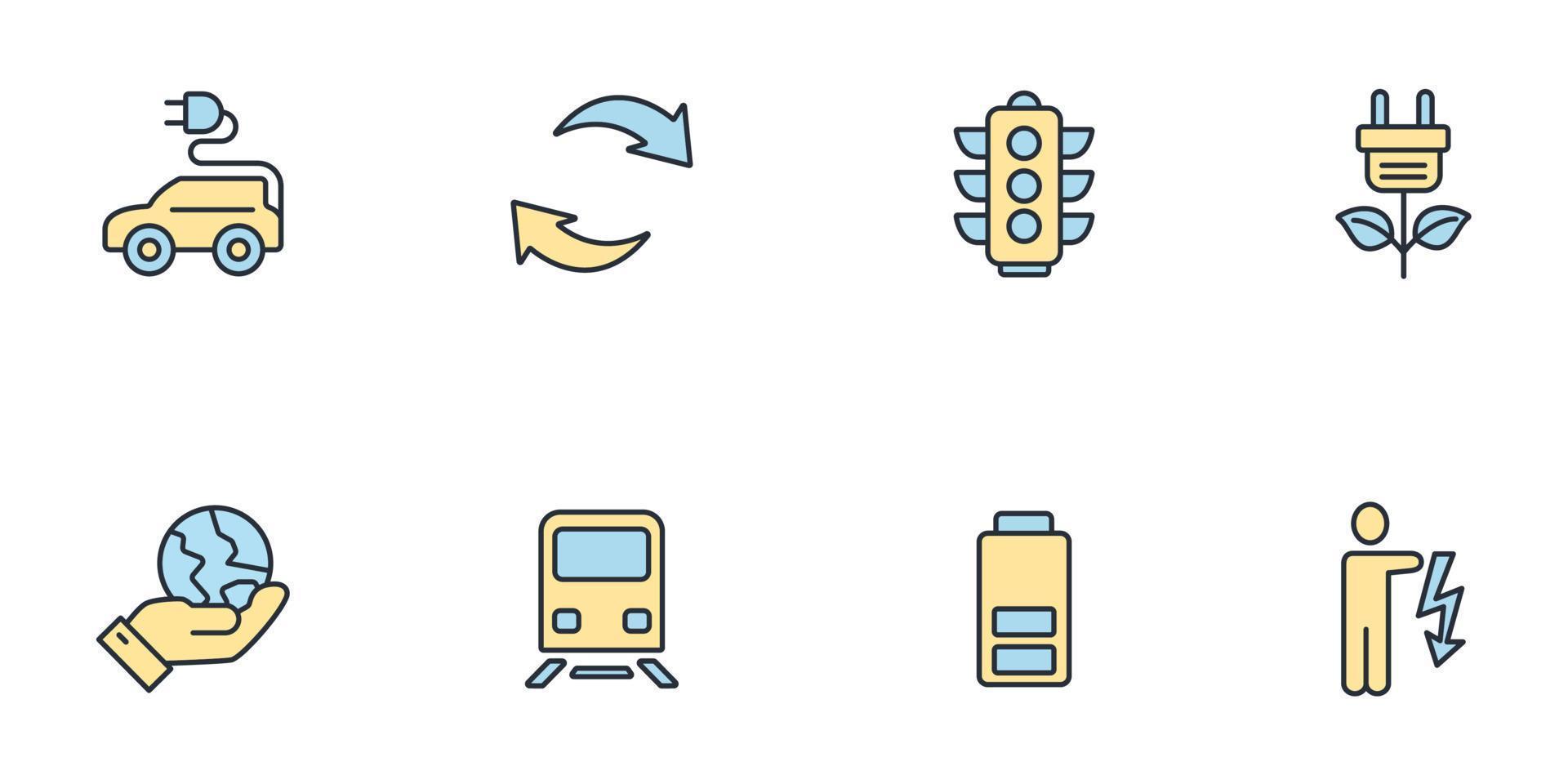 Detailed illustration of e-mobility icons set . Detailed illustration of e-mobility pack symbol vector elements for infographic web