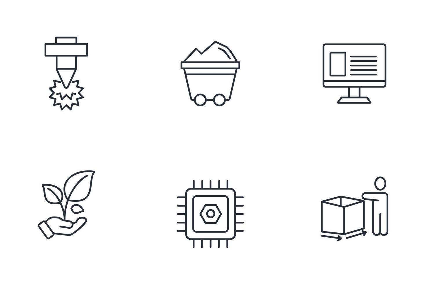 3D Printing concept rapid prototyping and additive manufacturing icons set . 3D Printing concept rapid prototyping and additive manufacturing pack symbol vector elements for infographic web