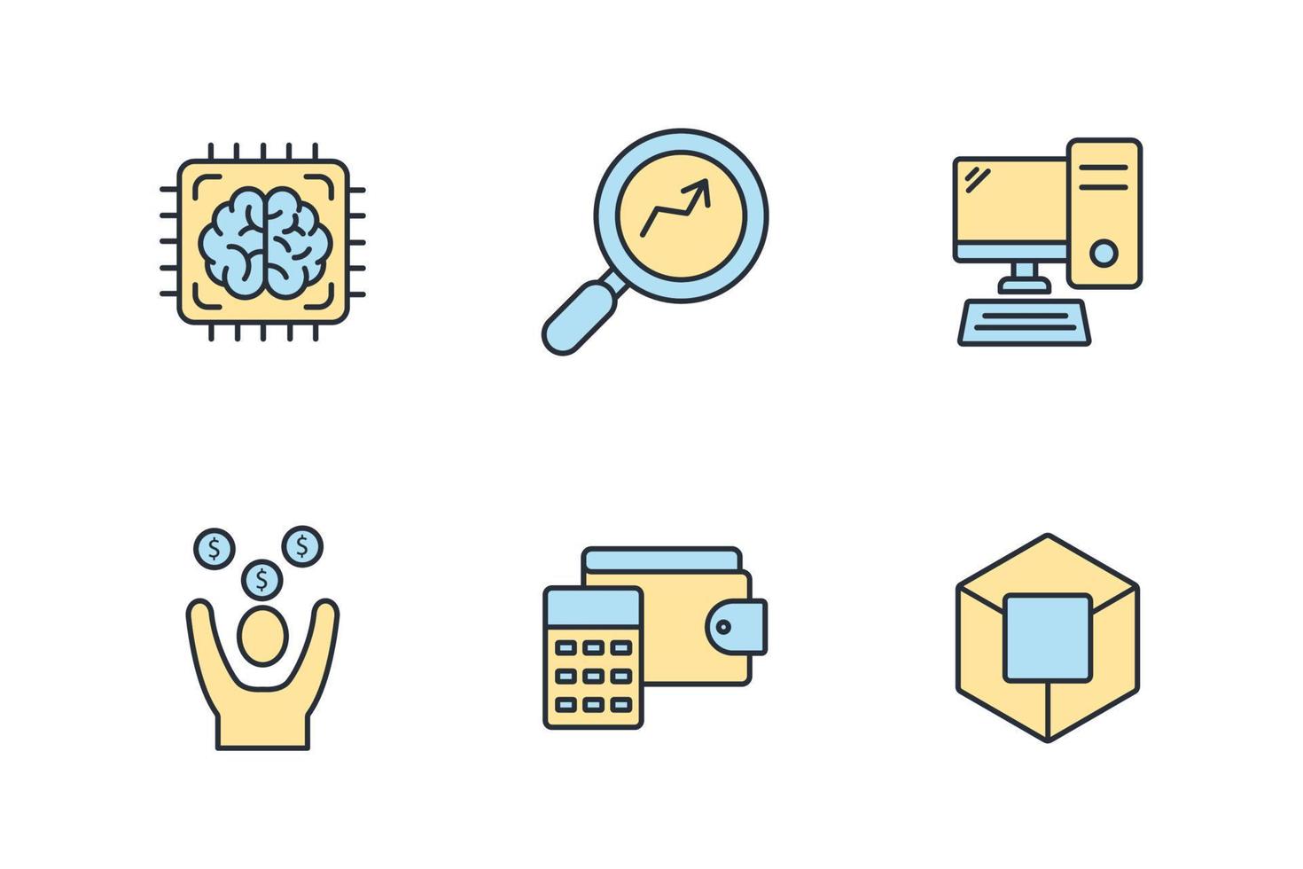 conjunto de iconos de internet fintech. elementos de vector de símbolo de paquete de internet fintech para web infográfico