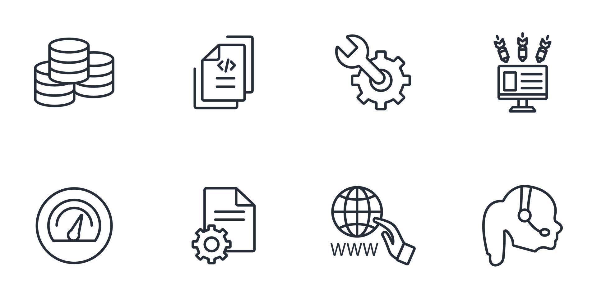 data center and hosting icons set . data center and hosting pack symbol vector elements for infographic web