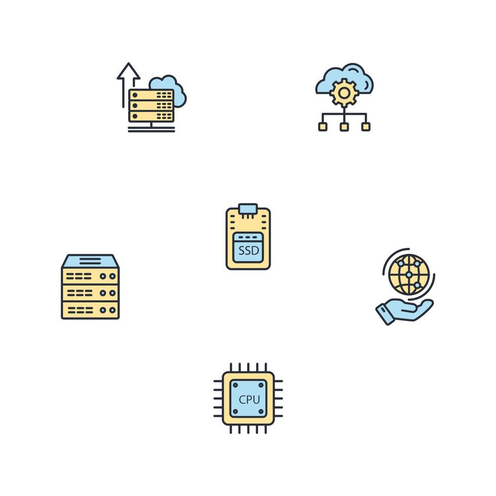 data center and hosting icons set . data center and hosting pack symbol vector elements for infographic web