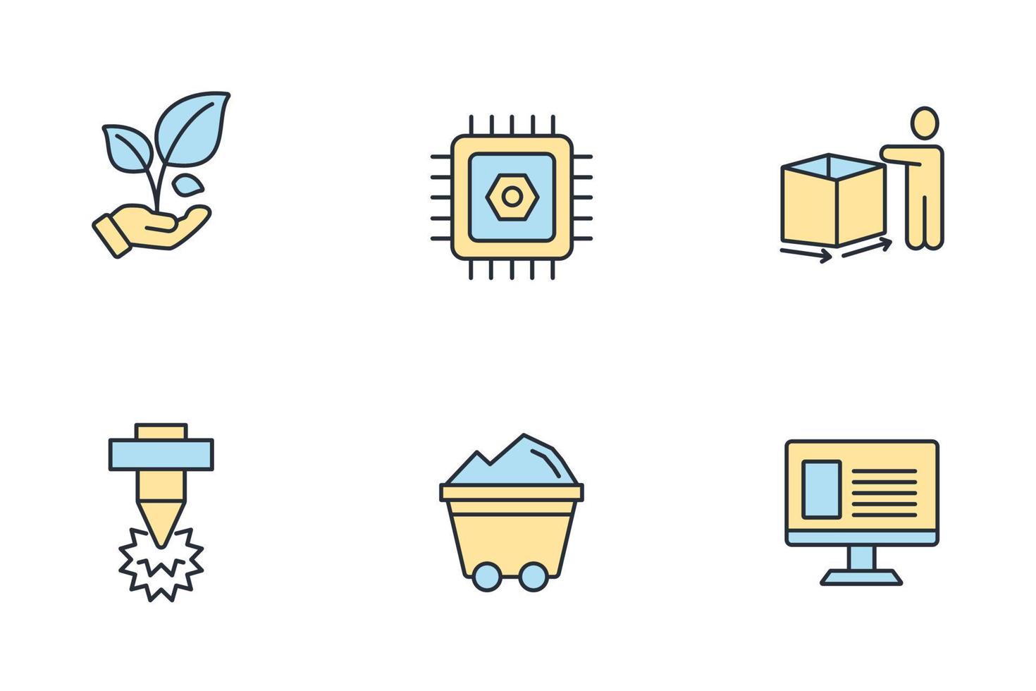 3D Printing concept rapid prototyping and additive manufacturing icons set . 3D Printing concept rapid prototyping and additive manufacturing pack symbol vector elements for infographic web