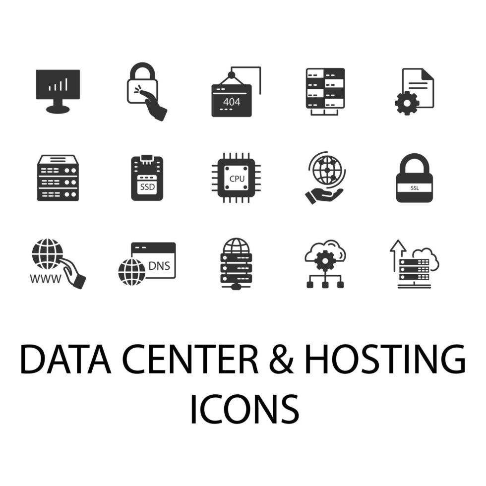 data center and hosting icons set . data center and hosting pack symbol vector elements for infographic web