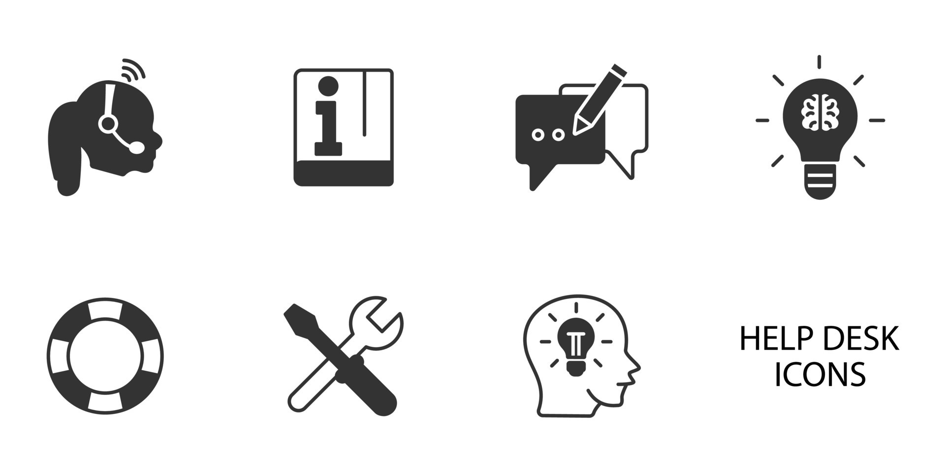 help desk and support icons set . help desk and support pack symbol vector  elements for infographic web 9922485 Vector Art at Vecteezy