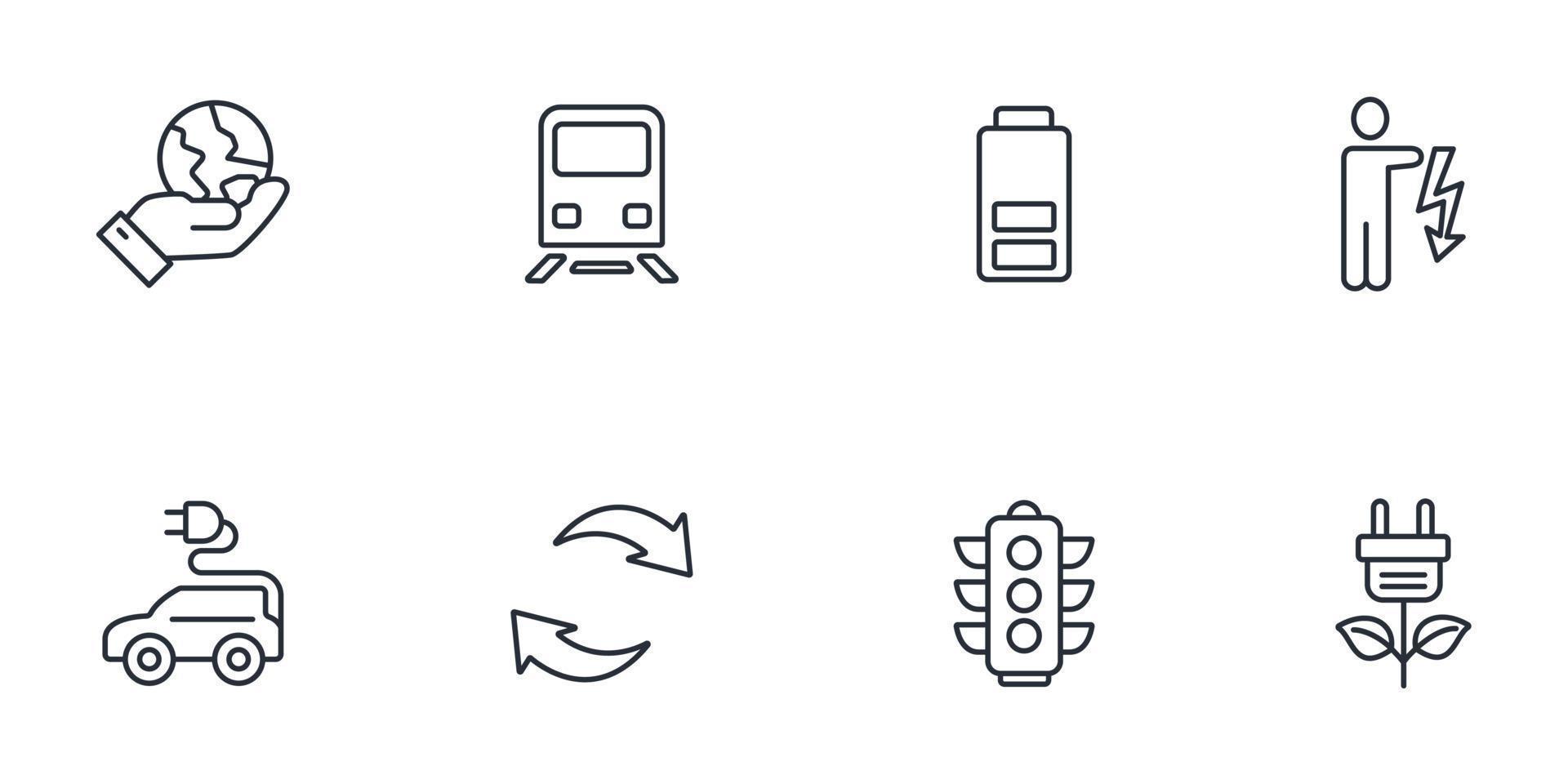 ilustración detallada del conjunto de iconos de movilidad eléctrica. ilustración detallada de elementos de vector de símbolo de paquete de movilidad eléctrica para web infográfico