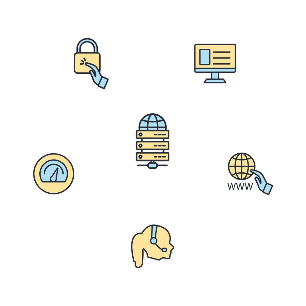 data center and hosting icons set . data center and hosting pack symbol vector elements for infographic web