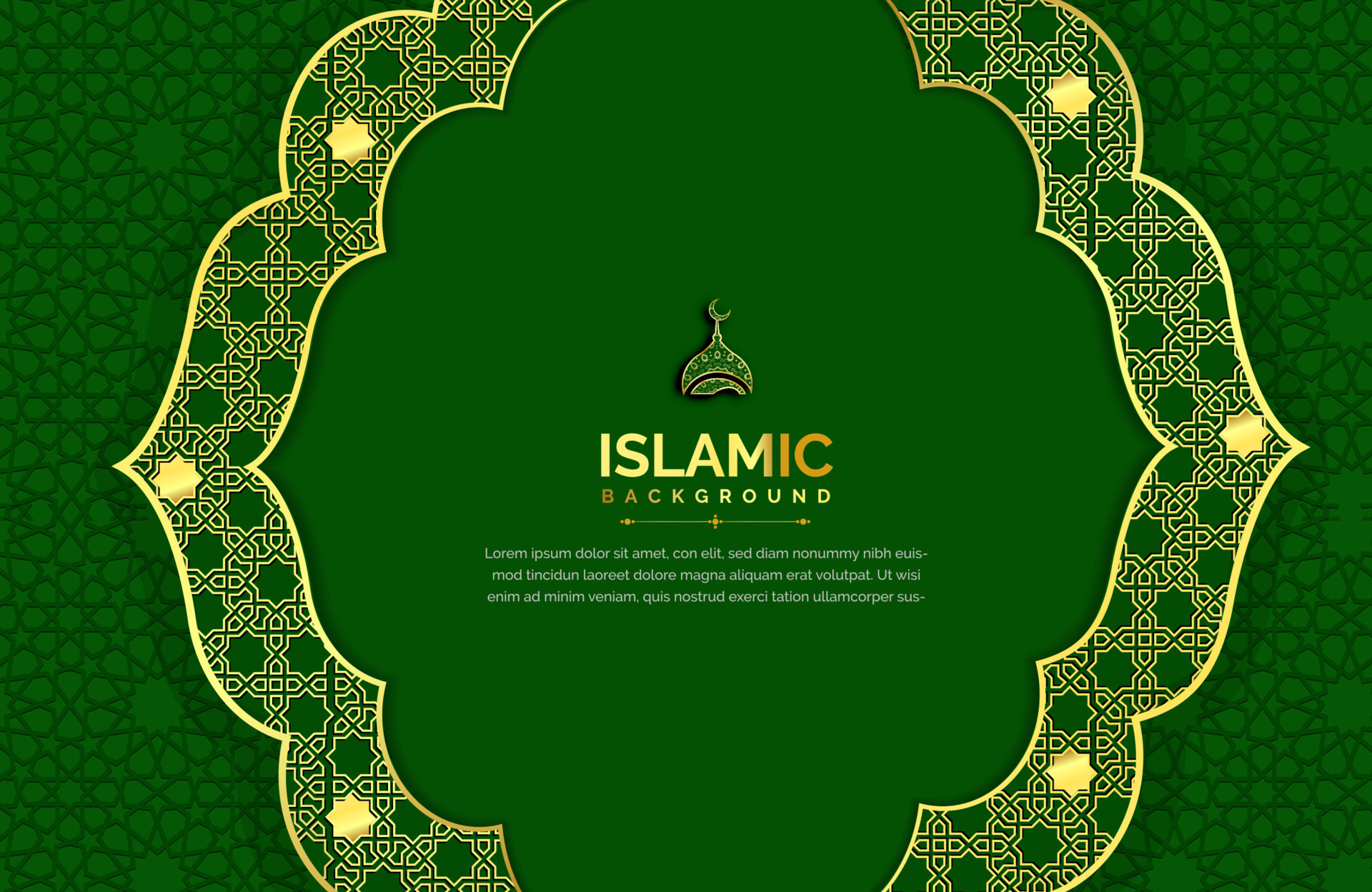 Arabic background in luxury style Vector illustration of dark green