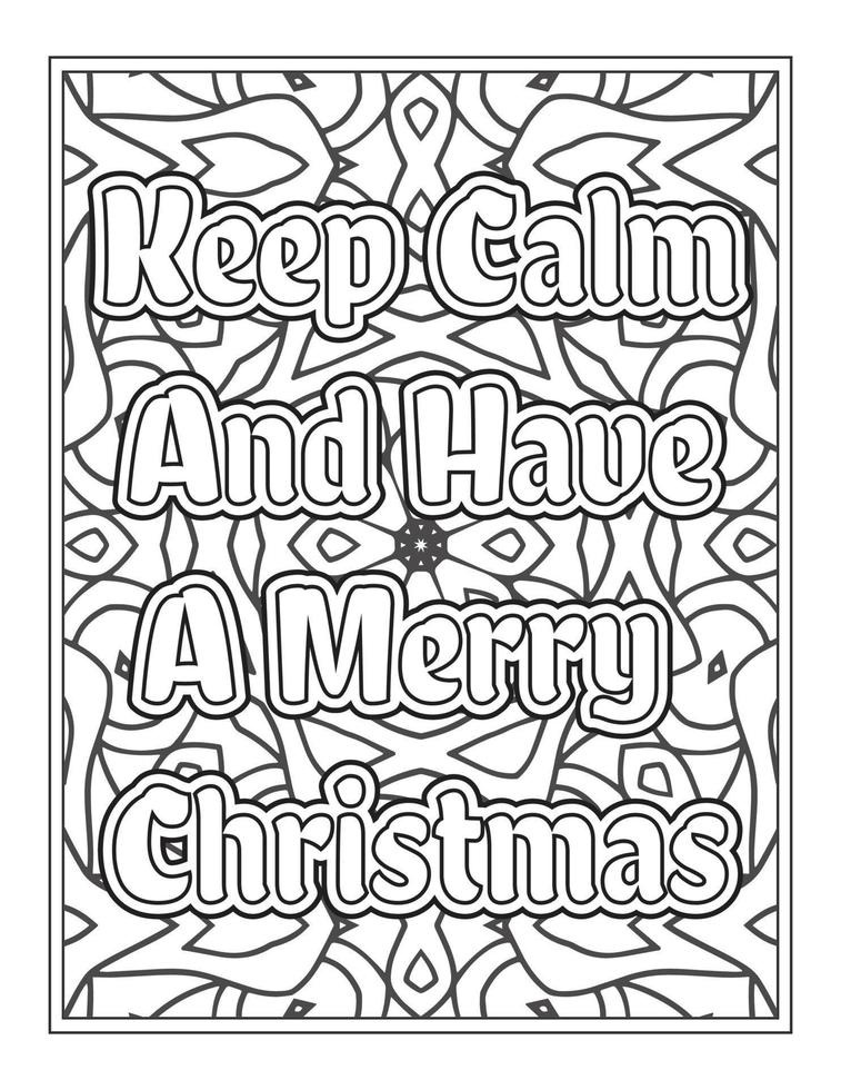 Christmas Quotes Coloring Book Page, inspirational words coloring book pages design. Positive Quotes design vector