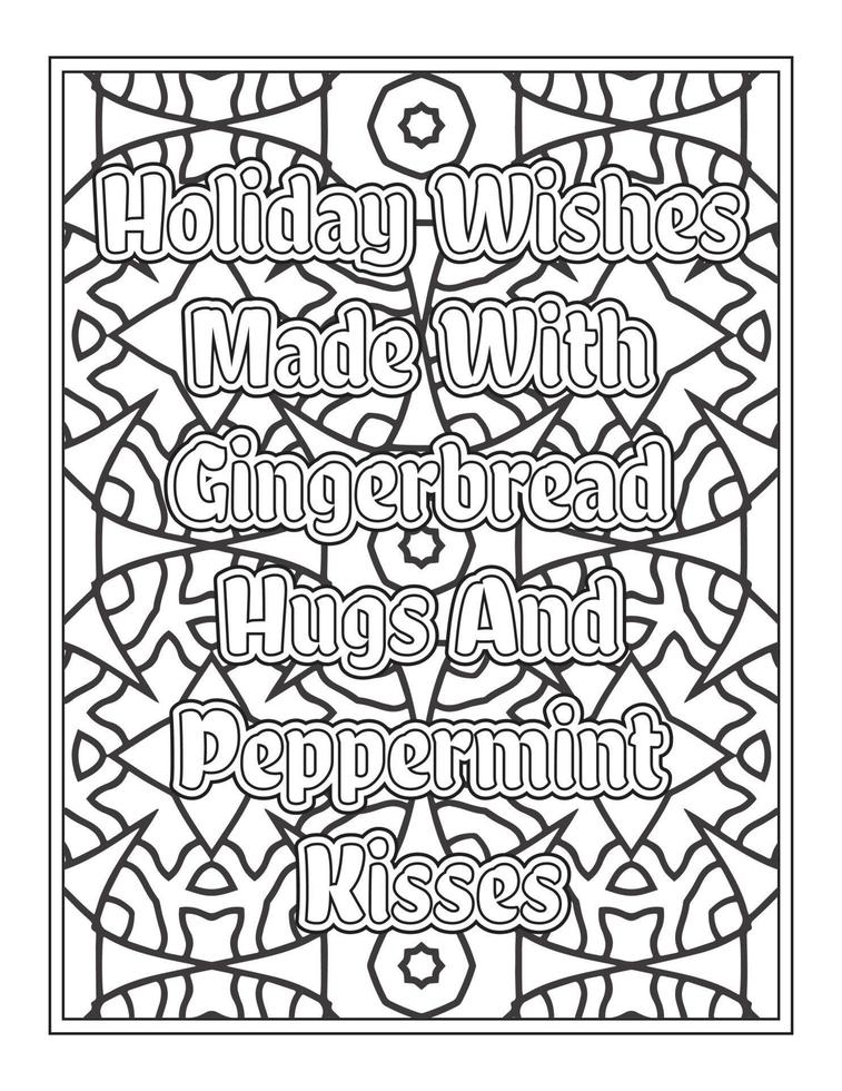 Christmas Quotes Coloring Book Page, inspirational words coloring book pages design. Positive Quotes design vector