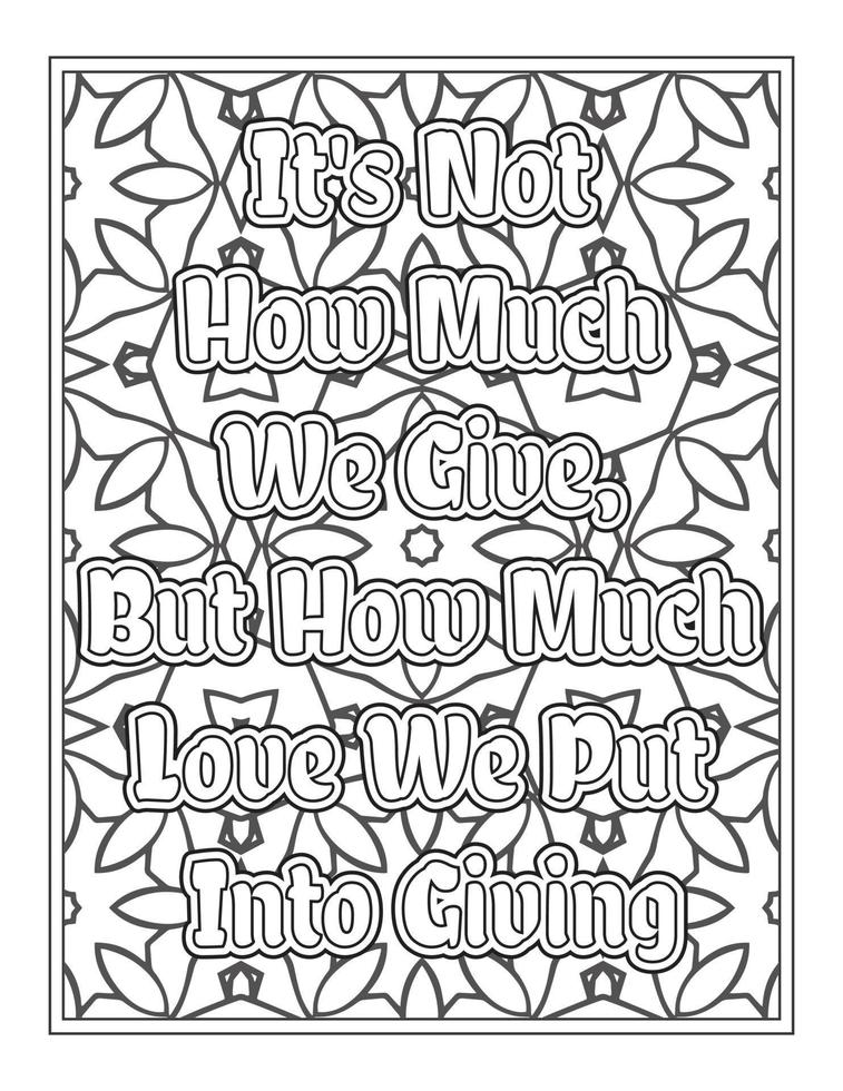 Christmas Quotes Coloring Book Page, inspirational words coloring book pages design. Positive Quotes design vector