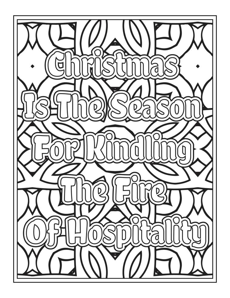 Christmas Quotes Coloring Book Page, inspirational words coloring book pages design. Positive Quotes design vector