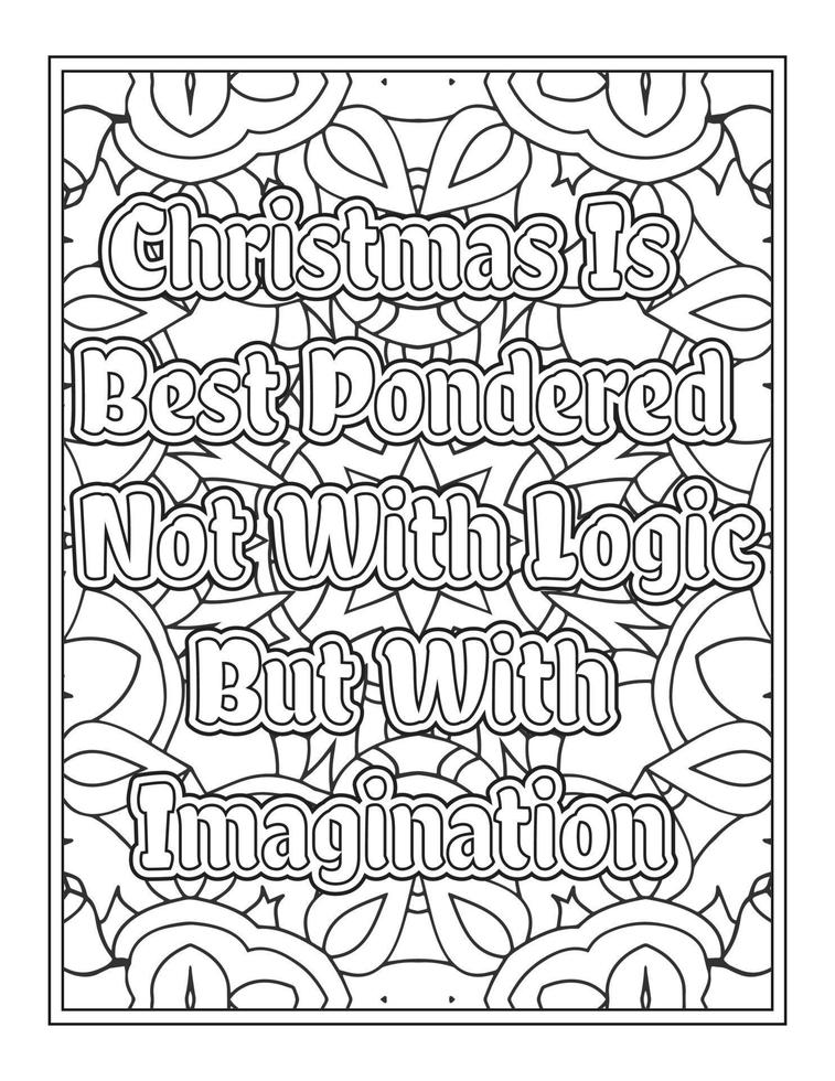 Christmas Quotes Coloring Book Page, inspirational words coloring book pages design. Positive Quotes design vector