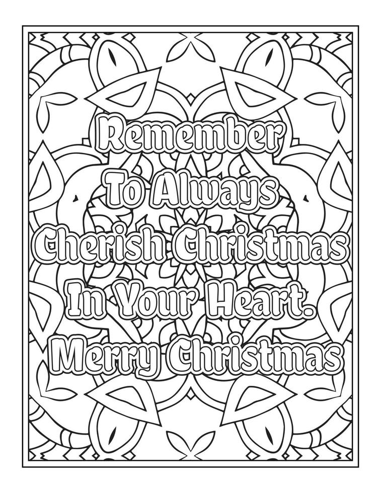 Christmas Quotes Coloring Book Page, inspirational words coloring book pages design. Positive Quotes design vector